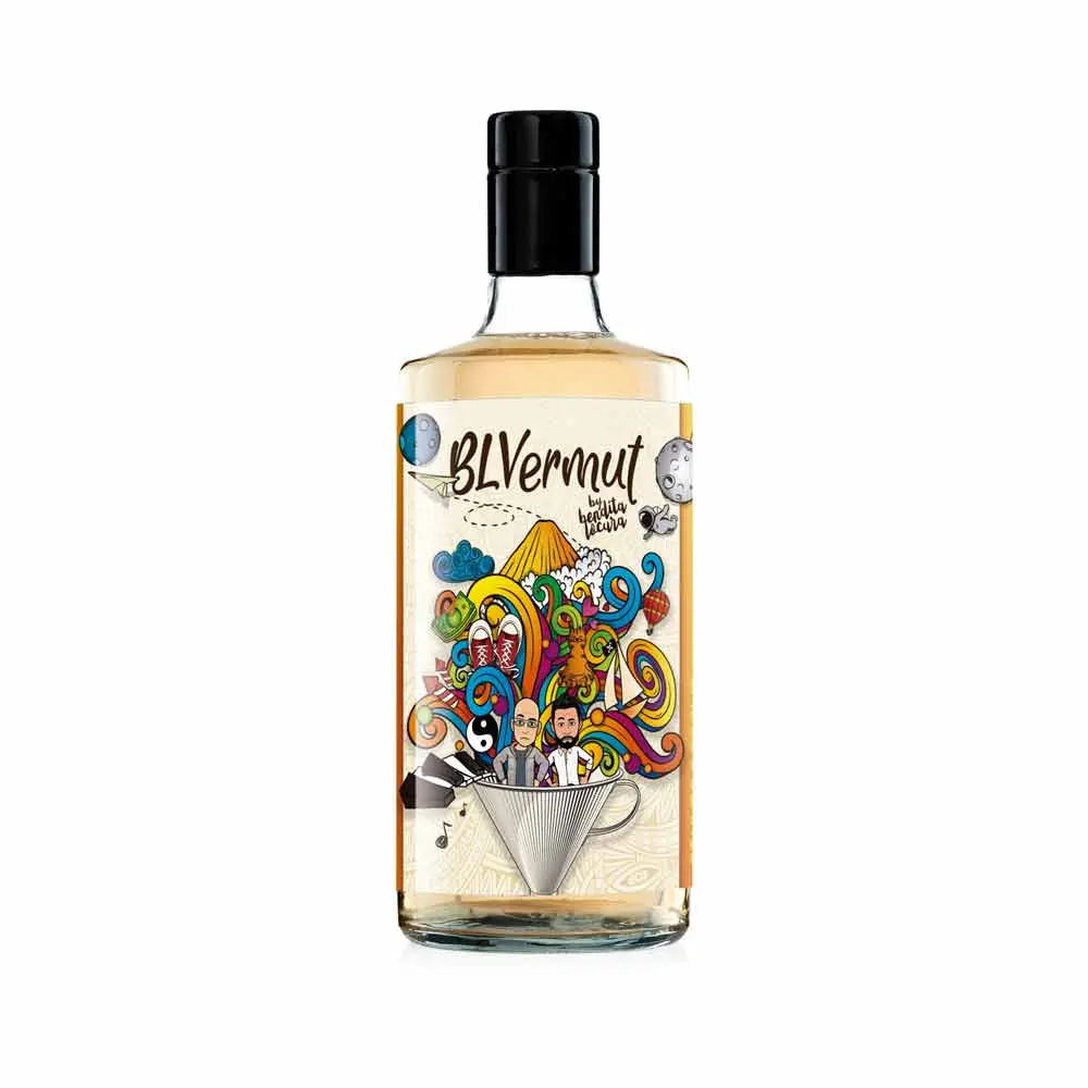 Botella de vermut blanco artesano de Bendita locura Zamora